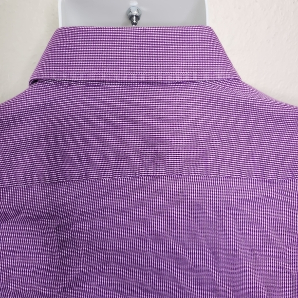 Hugo Boss Regular Fit Easy Iron Button Down Men Long Sleeve Shirt Size 17 Purple - Picture 9 of 11